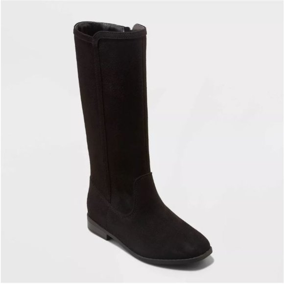 Cat & Jack Shoes Cat Jack Mylah Black Tall Boots Kids Side Zip